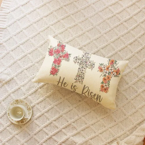 Vista 2 de Ogiselestyle He is Risen - Funda de almohada de Pascua, 12 x 20 pulgadas, decoración de primavera y Pascua, para sofá