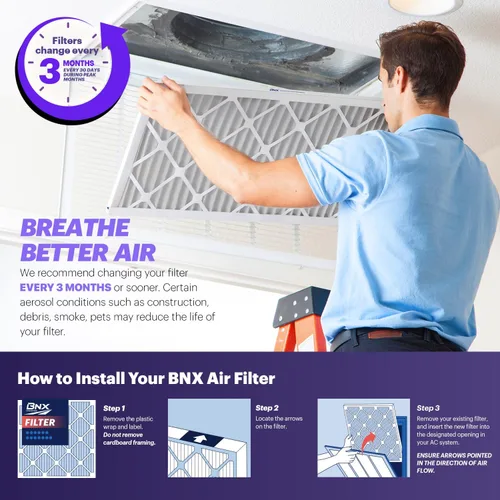 Vista 8 de BNX TruFilter - Filtro de aire MERV 8 de 10 x 10 x 1 pulgadas (paquete de 6) – Fabricado en Estados Unidos – Defensa contra polvo y mascotas