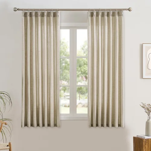 Vista 2 de RAIN CITY - Juego de 2 cortinas de 45 pulgadas de largo con plisado con pellizco, cortinas semitraslúcidas para dormitorio, cuarto de bebé