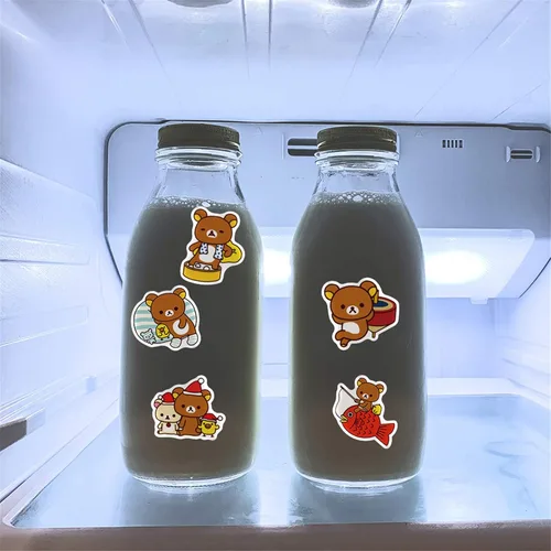 Vista 4 de Rilakkuma - Calcomanías de oso de dibujos animados kawaii, 50 unidades, calcomanías para portátiles para niños y adolescentes, paquete