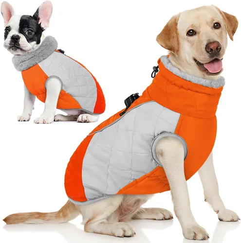 Vista 26 de AOFITEE Abrigo para perro, chaquetas cálidas para perros pequeños, abrigo de invierno para perros con arnés integrado, chaqueta de invierno