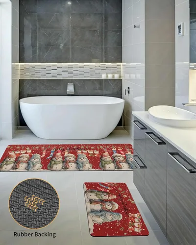 Vista 5 de Tapete de baño de muñeco de nieve para bañera, antideslizante, de secado rápido y absorbente, tierra de diatomeas, fregadero, dormitorio, cocina