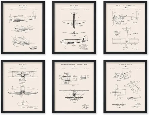 Vista 61 de Poster Master Juego de 6 Pósters Vintage de Planos de Aviación - Impresión de Patente de Avión - Arte de Aeronaves - Arte de Aviación - Arte