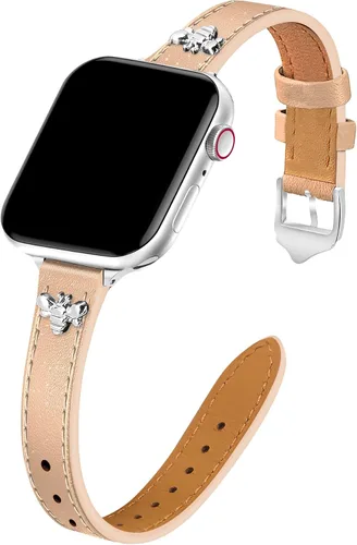 Vista 26 de JR.DM Correas de cuero delgadas compatibles con Apple Watch Band 1.496 in 1.575 in 1.614 in 1.654 in 1.732 in 1.772 in 1.811 in 1.929 in, correa