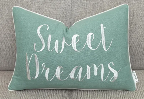 Vista 8 de Rudransha Sweet Dreams - Funda de almohada lumbar gris oscuro de 12 x 18 pulgadas, funda de cojín de algodón con cita bordada, buena noche de sueño