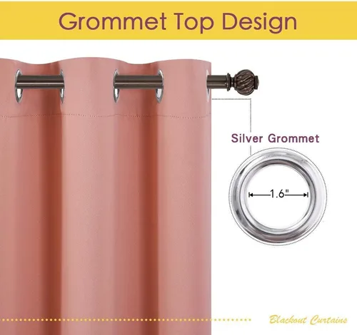 Vista 4 de Room Darkening Curtain Thermal Insulated Curtain for Bedroom Window Treatment Grommet Curtain Panel Drapes for Bedroom & Living Room