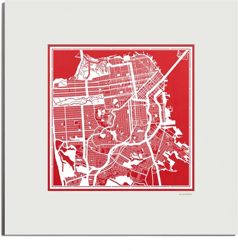 Vista 40 de O3 Design Studio San Diego, CA Paper Cut Map Matted Grey 20x20 in Paper Art