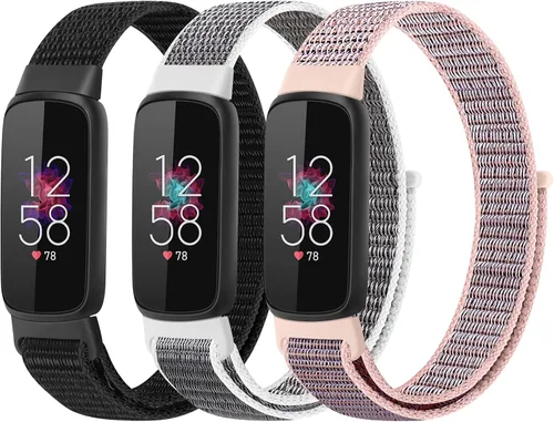 Vista 11 de Correas de nailon compatibles con correas Fitbit Luxe, correas deportivas de tela transpirable ajustable Solo Loop, pulsera de repuesto suave