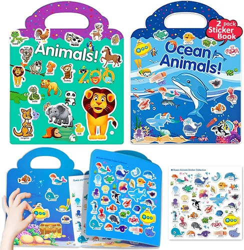 Vista 8 de Libros de calcomanías reutilizables para niños, libros de calcomanías removibles de granja para niños pequeños de viaje para niñas y niños de 3, 4