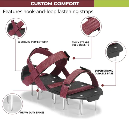 Vista 2 de Zapatos Aireadores de Césped con Correas de Velcro, Pre-ensamblados, Totalmente Ajustables, Talla Única – Herramienta de Césped y Jardín que Reduce