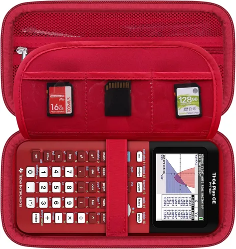 Vista 9 de BOVKE Funda rígida para calculadora de colores Texas Instruments TI-84 Plus CE, TI-84 Plus/TI-83 Plus CE, bolsillo con cremallera adicional para Azul