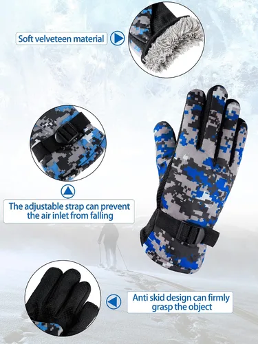 Vista 4 de SATINIOR 3 pares de guantes de esquí para niños guantes impermeables para clima frío guantes de invierno cálidos para niños