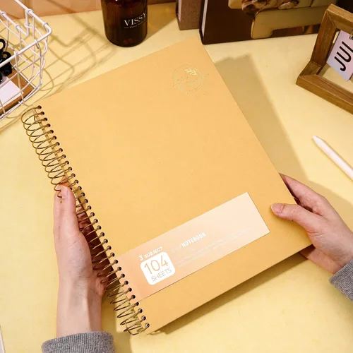 Vista 7 de Cuaderno de espiral grande de 8.5 x 11 con 3 divisiones, cuaderno de espiral de tapa dura para tomar notas, 120 hojas, cuaderno cuadriculado