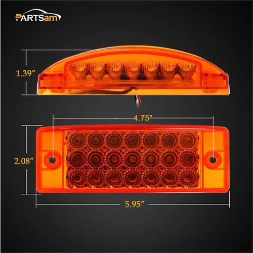 Vista 4 de Partsam 2 luces rectangulares ámbar de 6 pulgadas, 21 LED, señal de giro de 6 x 2, luces rectangulares de liquidación para remolque, camión