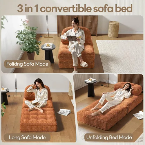Vista 4 de Dowinx Sofá cama plegable con almohada, cómodo sofá cama convertible para adultos, hogar, sala de estar y juegos, diseño moderno y cómodo