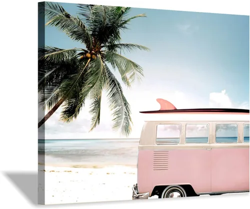 Vista 18 de Hardy Gallery Lienzo impreso con diseño de camino de playa: lienzo con imagen del océano costero, arte de pared tamaño pequeño para baño