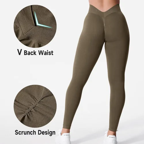 Vista 2 de YEOREO Liz - Leggings de entrenamiento para mujer, cintura alta, levantamiento de glúteos, espalda en V, sin costuras, para gimnasio, yoga