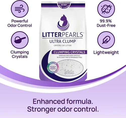 Vista 2 de Litter Pearls Ultra Clump 10580 - Arena para gatos sin perfume, 8 libras, cristales blancos y transparentes