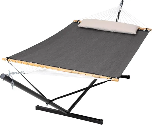 Vista 11 de SUNCREAT - Hamacas de 15 pies de tamaño doble con barra separadora de madera dura de secado rápido, hamaca para 2 personas para patio al aire libre