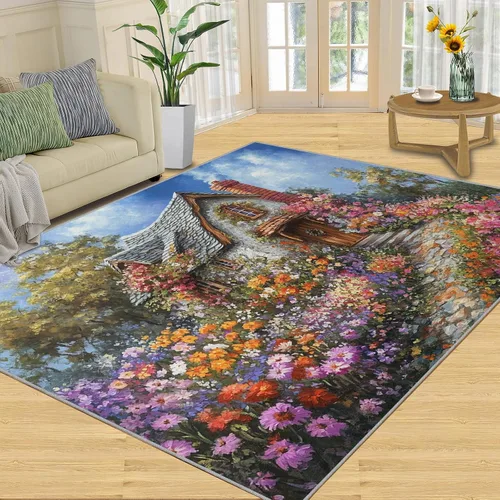 Vista 24 de Cyberpunk Rugs for Bedroom, Neon Head Area Rug, Neon Art Rugs for Living Room, Indoor Non-Slip Rug, Machine Washable Carpet for Front Entrance Floor