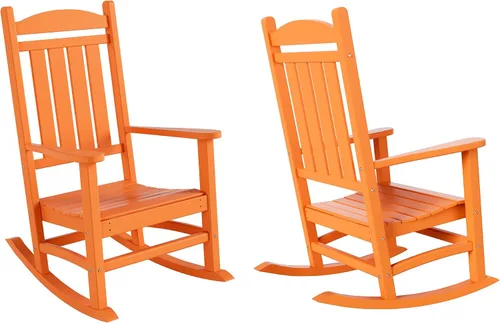 Vista 36 de HDPE Laguna Silla mecedora Adirondack de polietileno para exteriores (juego de 2), color negro