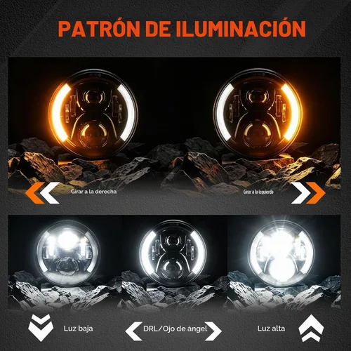 Vista 4 de Faros Delanteros LED de 7 Pulgadas con Aprobación DOT para Proyector Daymaker 2880lm Chip CREE & Philips para Harley Davidson, Faro-2