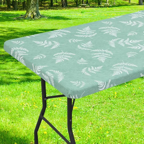 Vista 17 de Smiry Mantel cuadrado para mesa de pícnic, impermeable, elástico, ajustable, para campamento, protector de vinilo con parte trasera de franela Beige