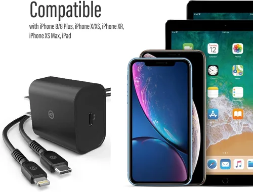 Vista 5 de Galvanox Cargador de iPhone compatible con iPhone 11/12/13 (certificado Apple MFi) Cable USB C a Lightning de 5 pies con adaptador de corriente