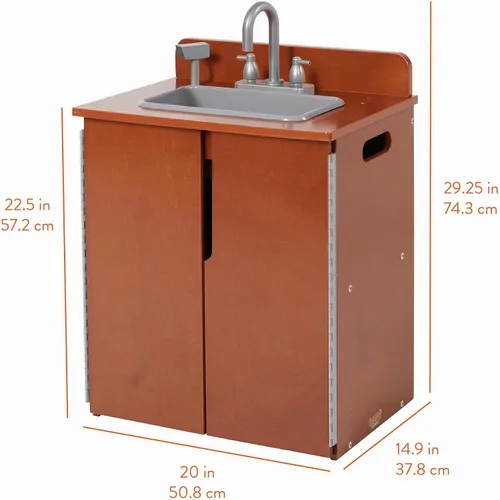 Vista 2 de Back2School Express Fregadero de cocina para niños, de madera, nogal oscuro