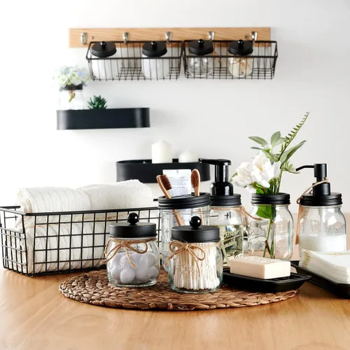 Vista 2 de SheeChung. - Conjunto de accesorios para baño de frascos Mason, juego de 6 unidades.