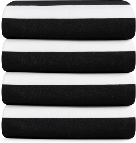 Vista 9 de Touchat Paquete de 4 toallas de playa de gran tamaño, 30 x 60 pulgadas Black4