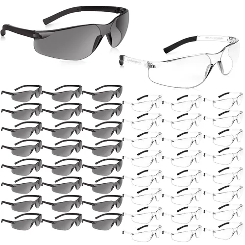 Vista 20 de Salfboy Gafas de seguridad transparentes a granel de 10 ANSI Z87.1, gafas protectoras resistentes a arañazos para trabajo, laboratorio, construcción