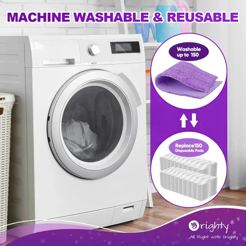 Vista 7 de Orighty Almohadillas de microfibra para mopa Swiffer PowerMop, paquete de 10, reutilizables Morado