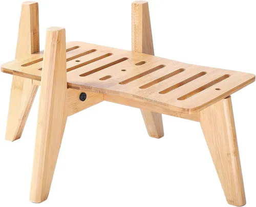Vista 8 de Soporte para dispensador de alimentos de agua para perros, soporte automático para comederos para perros, apto para perros grandes, bambú Bambú-DL