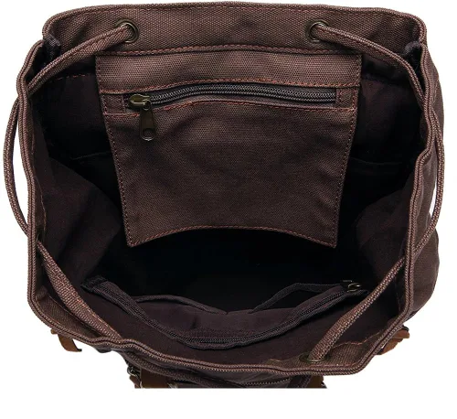 Vista 4 de Berchirly Mochila de cuero de lona casual vintage mochila de viaje Café