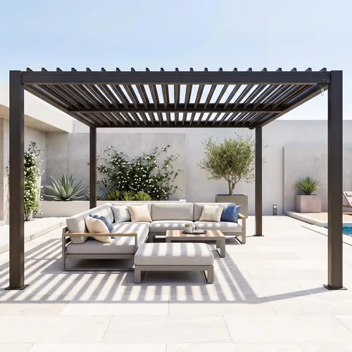 Vista 29 de Domi Pergola Screen All Aluminum, sombra de privacidad, 1 paquete, marrón
