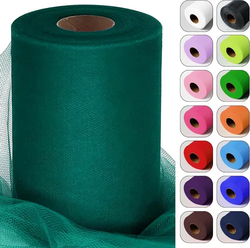 Vista 49 de Rollos de tela de tul verde ácido de 6 pulgadas por 100 yardas (300 pies) Cinta de tul para tutú, falda, envoltorio de regalo, decoración de boda