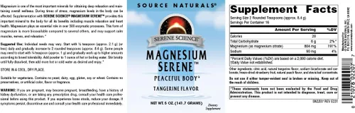 Vista 4 de Source Naturals Serene Science - Sereno de magnesio, cuerpo pacífico*, sabor a mandarina, 5 onzas en polvo