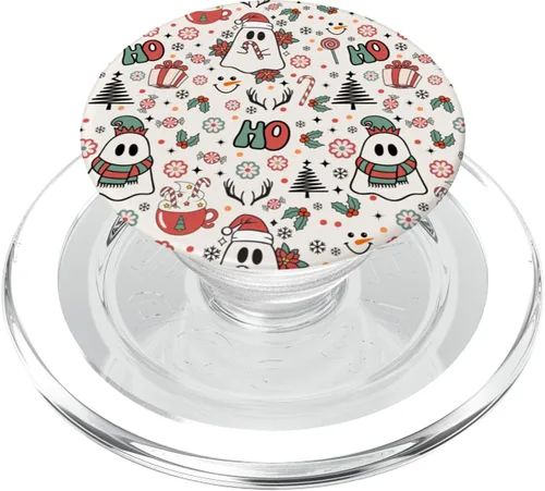 Vista 8 de Fantasma espeluznante lindo Navidad Ho Ho Merry Holiday Retro Pastel PopSockets PopSockets estándar PopGrip