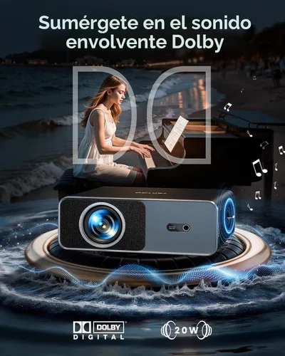 Vista 3 de Proyector inteligente 1000 ANSI/compatible con Netflix: proyector 4K con WiFi 6 y Bluetooth de 2 vías, enfoque automático AI y Keystone, audio Dolby