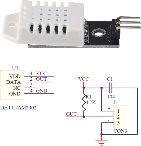 Vista 2 de DIANN 5 unids DHT22/AM2302 Módulo de sensor de temperatura y humedad Monitor de humedad de temperatura 3 pines módulo con cable para práctica