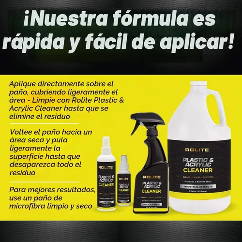 Vista 6 de Rolite Limpiador de plástico y acrílico, 4 fl. oz., protector de alto brillo y pulido para superficies no porosas, fórmula sin rayas