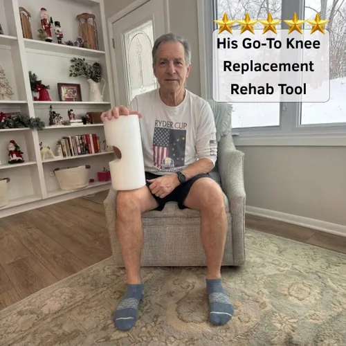 Vista 8 de KneEXT - Rollo de espuma para talón Ayuda de recuperación de reemplazo de rodilla poscirugía Cuña de doble función para extensión terminal