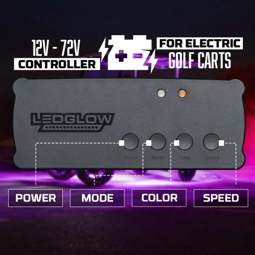 Vista 8 de LEDGlow Kit eléctrico de 12 piezas LED de millones de colores de 12 V-72 V para carrito de golf de 4 plazas, toldo para pozo de rueda y luces
