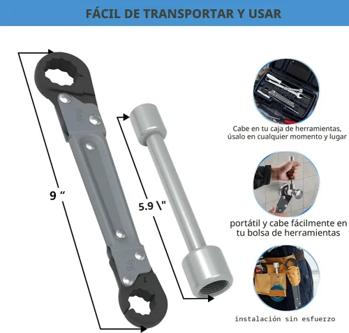 Vista 5 de Holdly Herramientas de fontanería Kit de llave de parada angular, llave ajustable, herramientas profesionales de fontanero para instalar nuevas