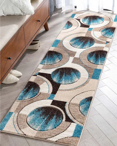 Vista 7 de Well Woven Tapete geométrico rubí de 2 x 3 pulgadas, color azul y gris, vibrante, moderno, contemporáneo, tallado a mano, diseño de rayos de sol