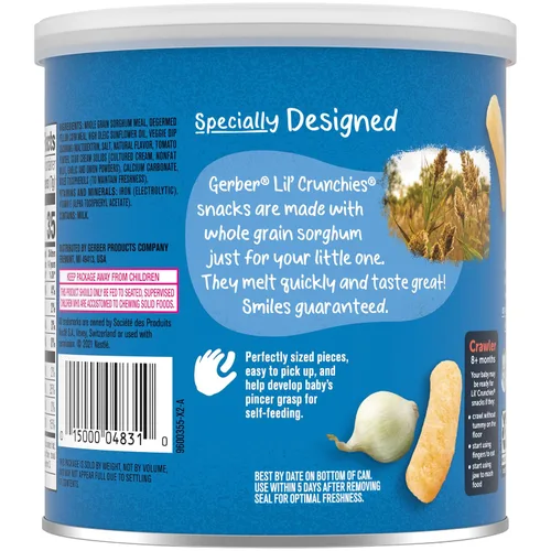 Vista 3 de Gerber Stage 3 Veggie Dip Lil Crunchies Baby Snack, 1.48 onzas