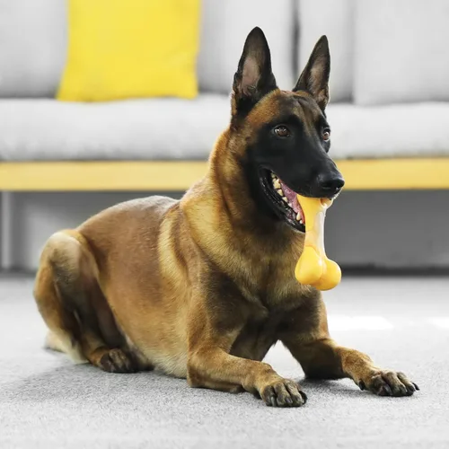 Vista 5 de Tikaton Juguetes masticables indestructibles para perros para masticadores agresivos, sabor a pollo, juguetes masticables duraderos para dentición