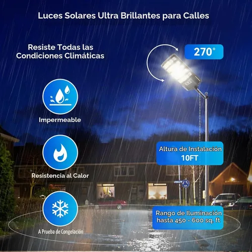 Vista 4 de Solar Street Lights Outdoor Waterproof, 20000LM 6500K Motion Sensor LED Flood Lights, Dusk to Dawn Solar Lights with Remote, Solar-Powered Parking