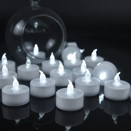 Vista 9 de YIWER Velas de té de batería, velas LED de té de 200 horas, paquete de 12 (amarillo cálido)